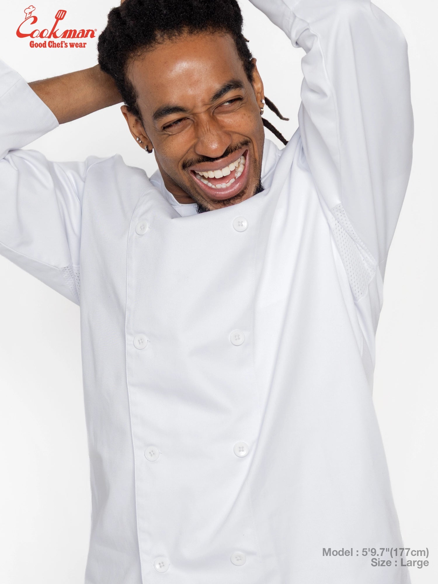 Chef Coat Long Sleeve Vented - Skull Bone : White