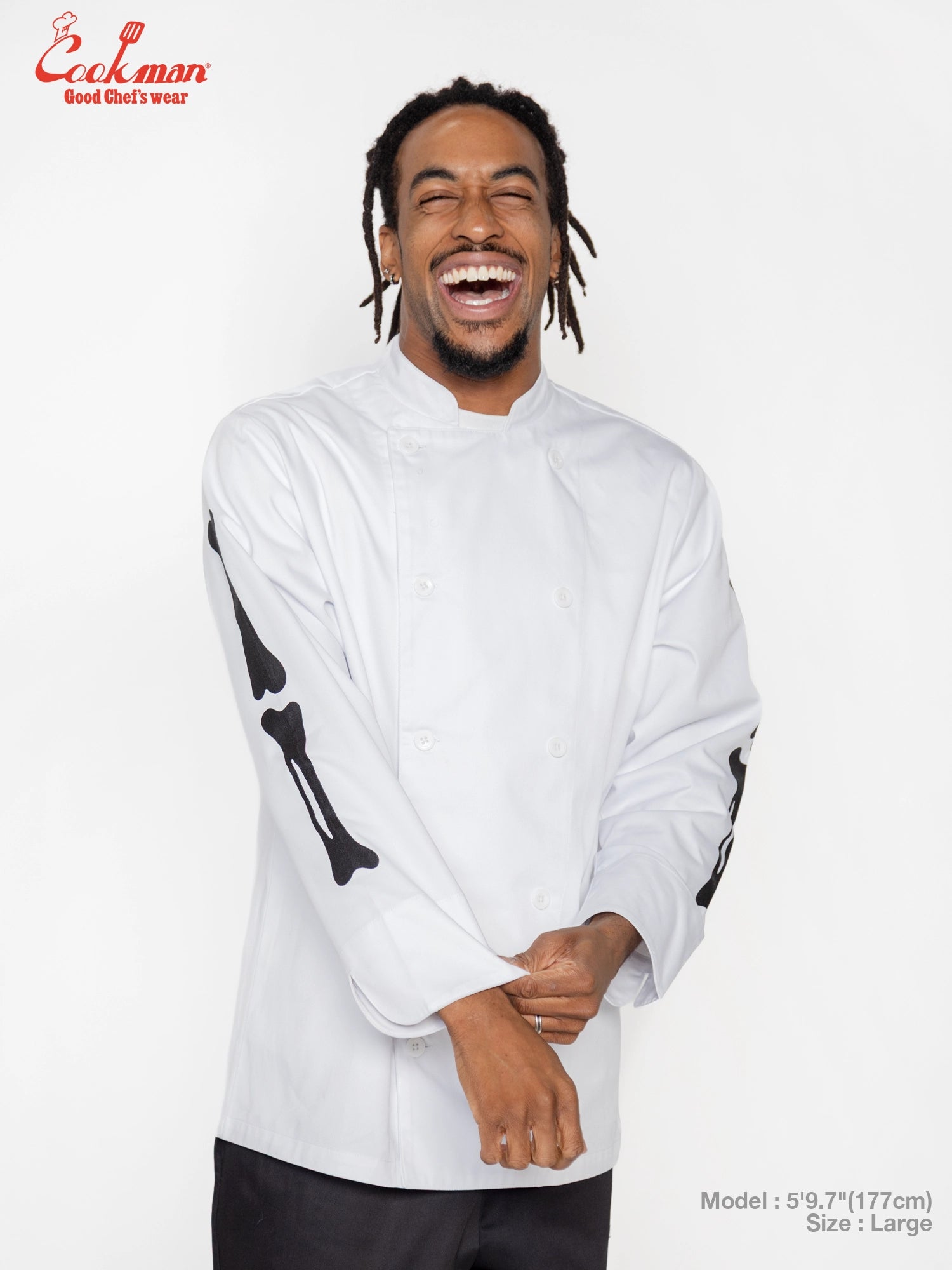 Chef Coat Long Sleeve Vented - Skull Bone : White
