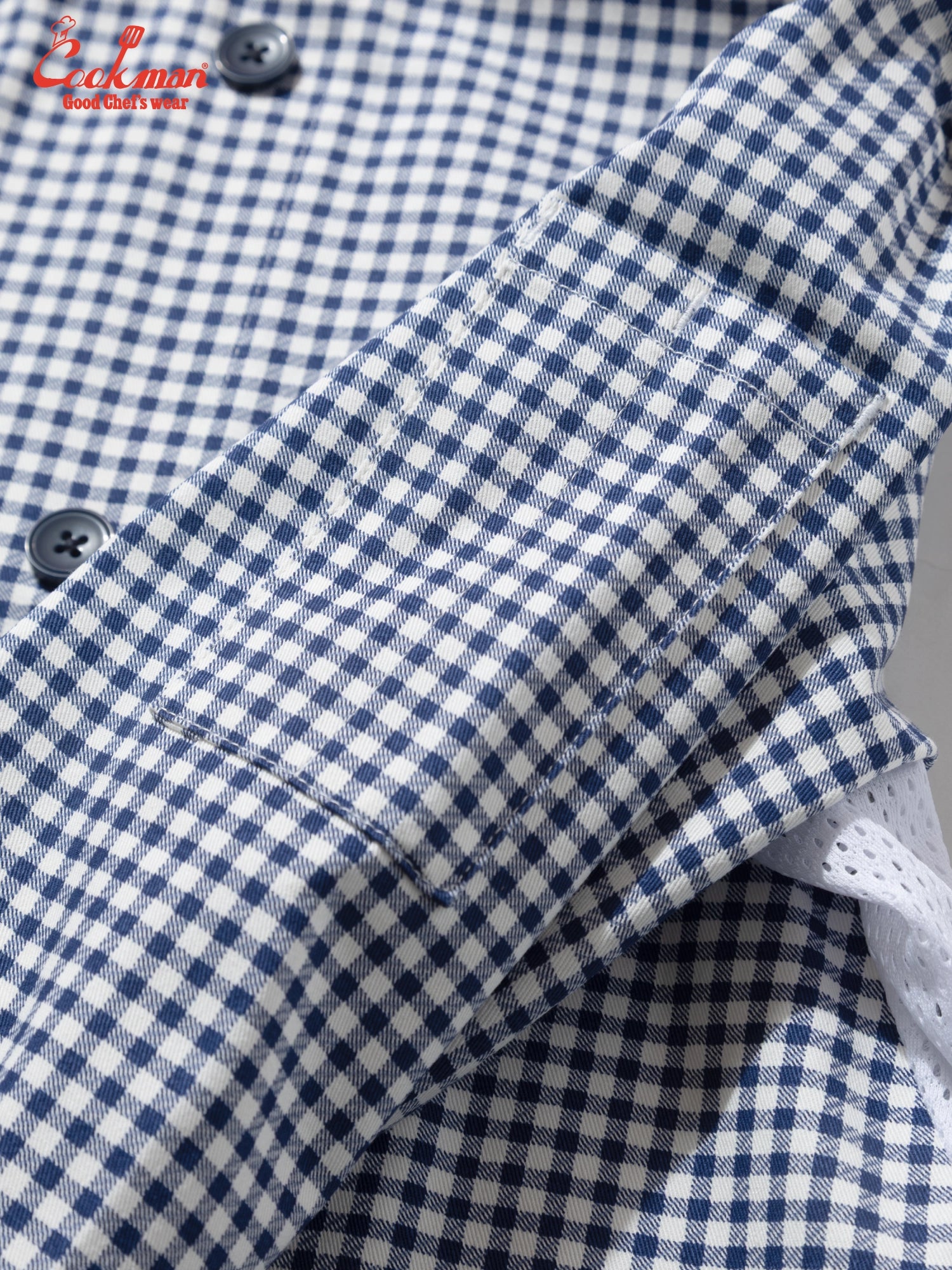Cookman Chef Coat Long Sleeve Vented - Gingham : Navy