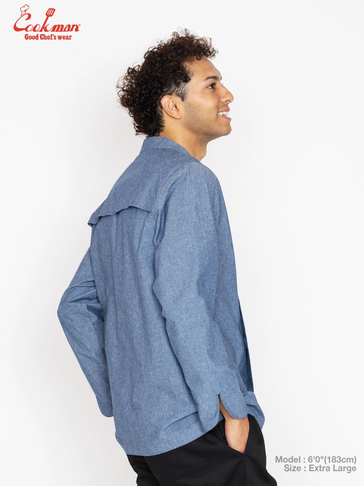 Cookman Chef Coat Long Sleeve Vented - Chambray : Blue