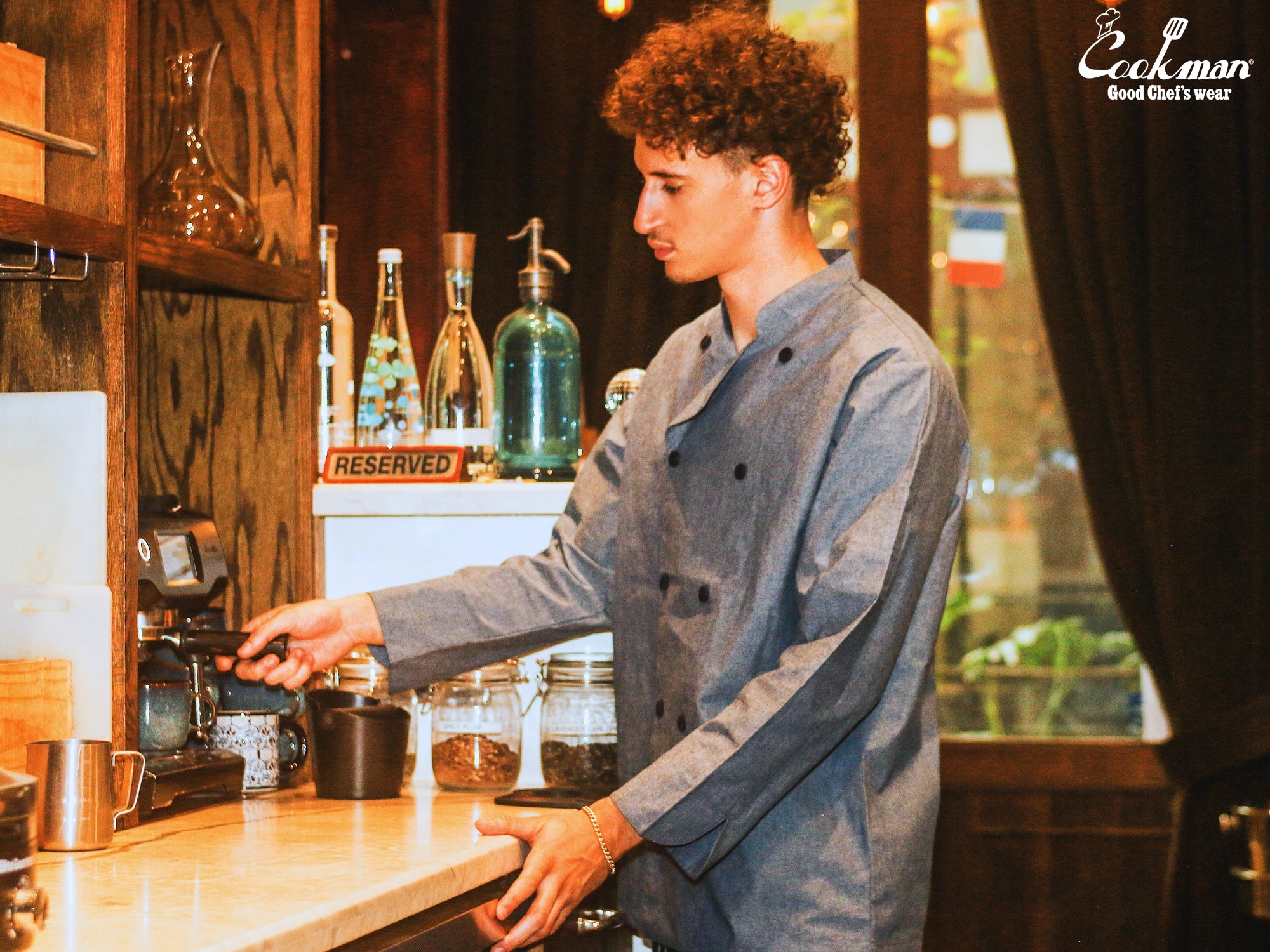 Cookman Chef Coat Long Sleeve Vented - Chambray : Blue