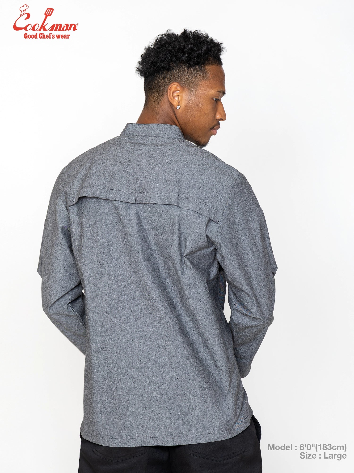 Cookman Chef Coat Long Sleeve Vented - Chambray : Black