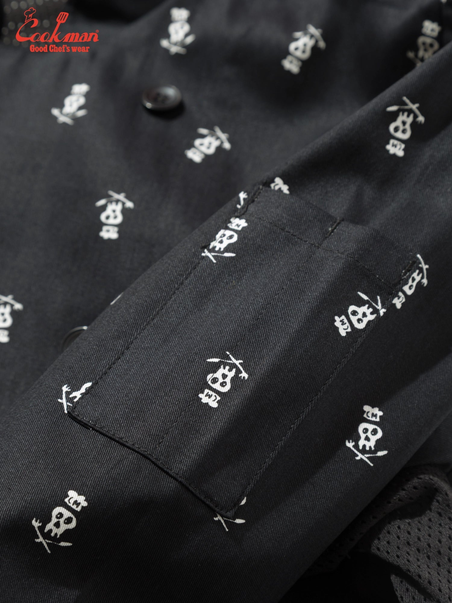 Cookman Chef Coat Long Sleeve Vented - Skull : Black