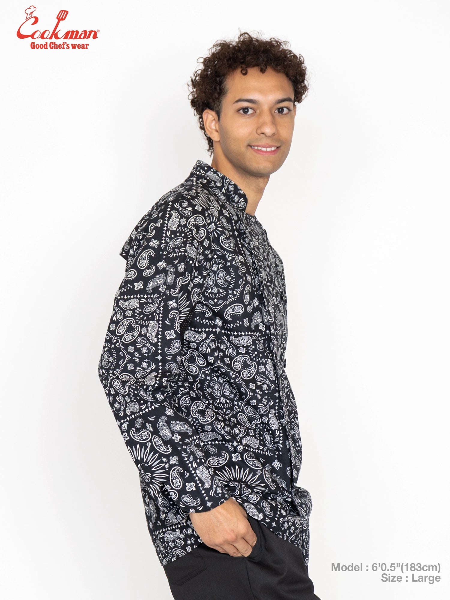 Cookman Chef Coat Long Sleeve Vented - Paisley : Black