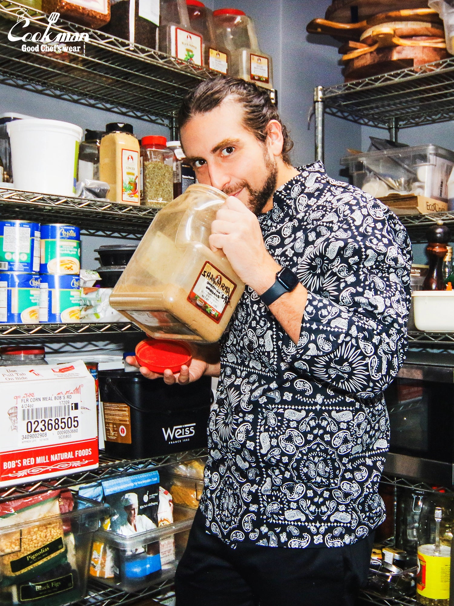 Cookman Chef Coat Long Sleeve Vented - Paisley : Black