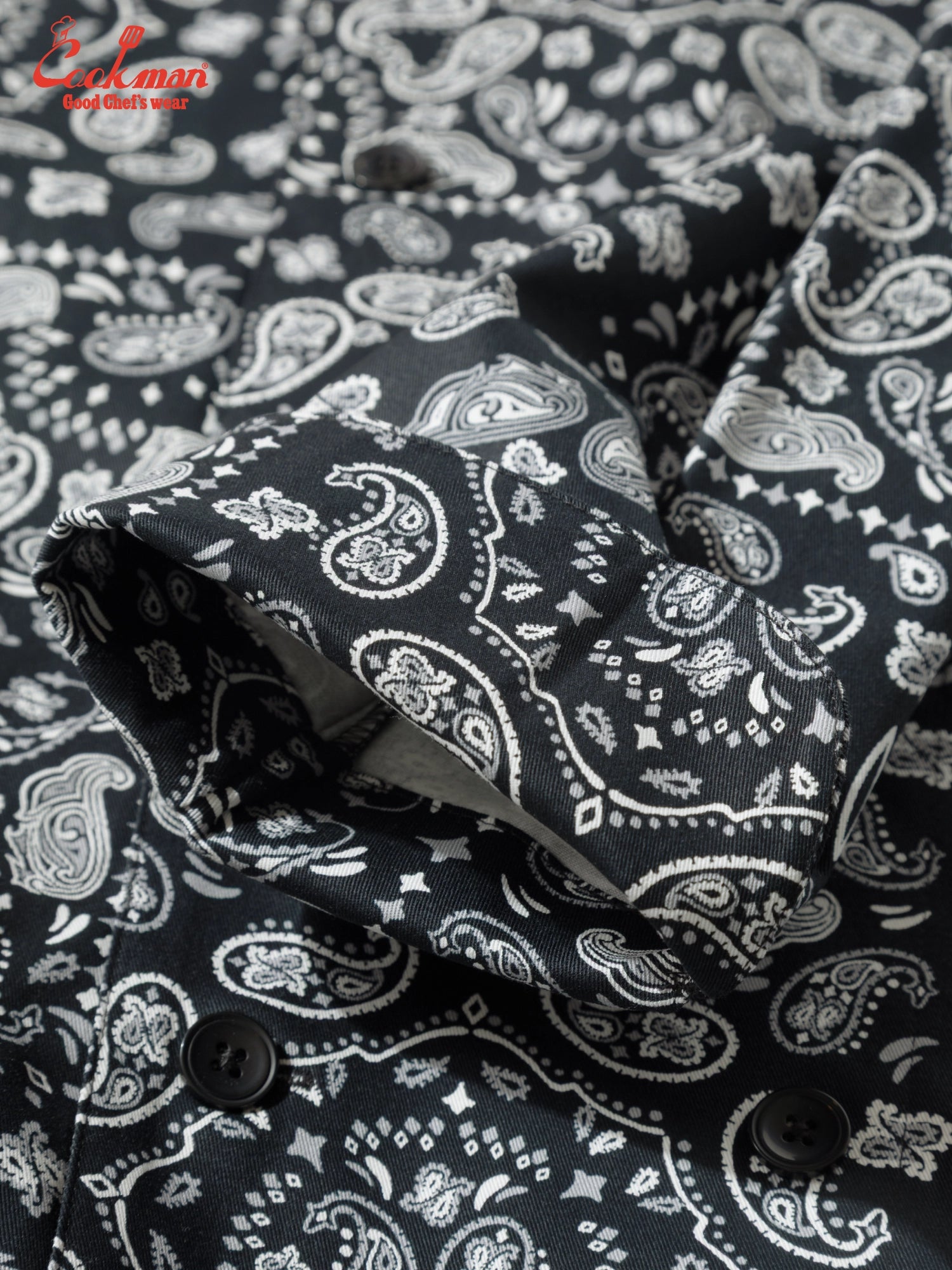 Cookman Chef Coat Long Sleeve Vented - Paisley : Black