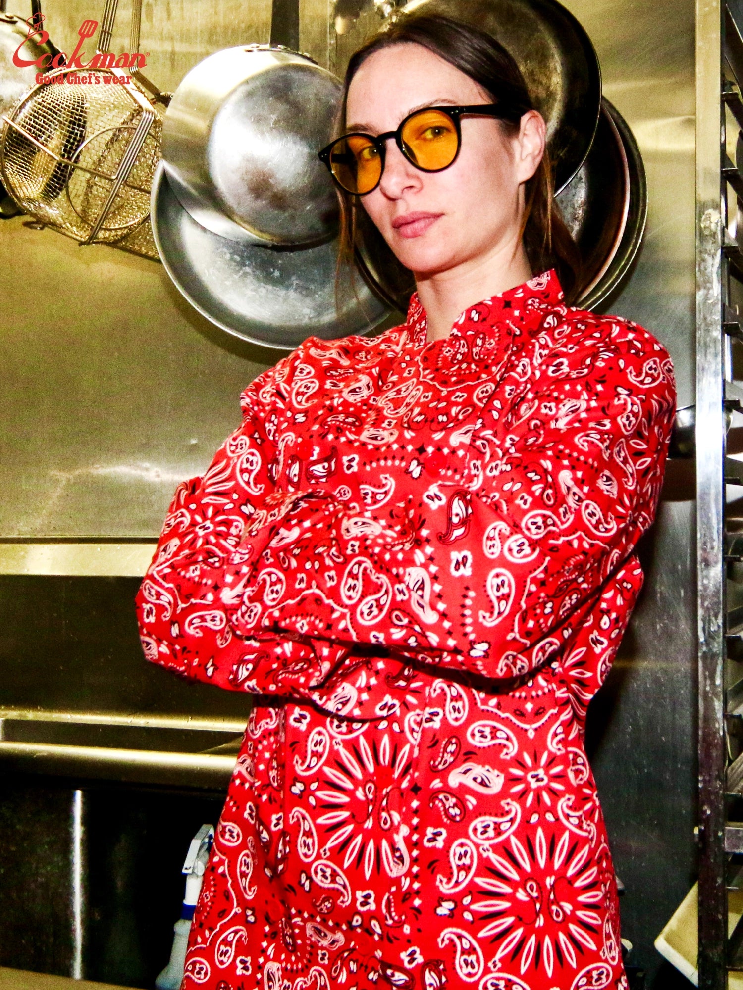 Cookman Chef Coat Long Sleeve Vented - Paisley : Red