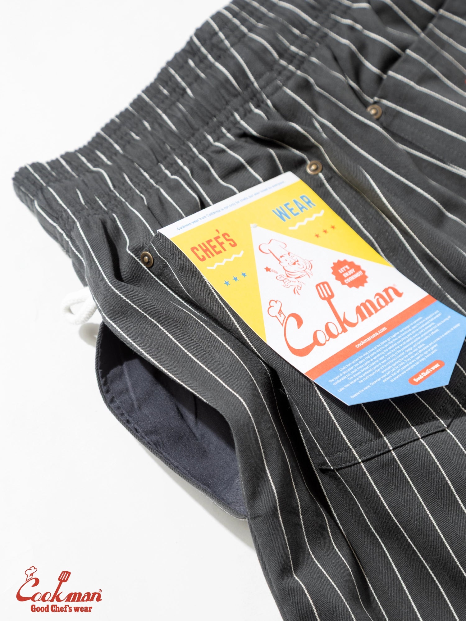 Chef Short Pants Front Pocket Herringbone - Stripe : Charcoal