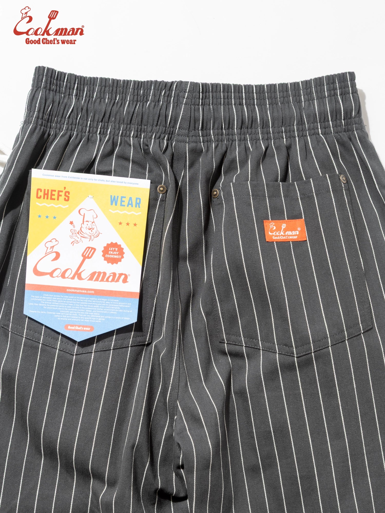 Chef Short Pants Front Pocket Herringbone - Stripe : Charcoal