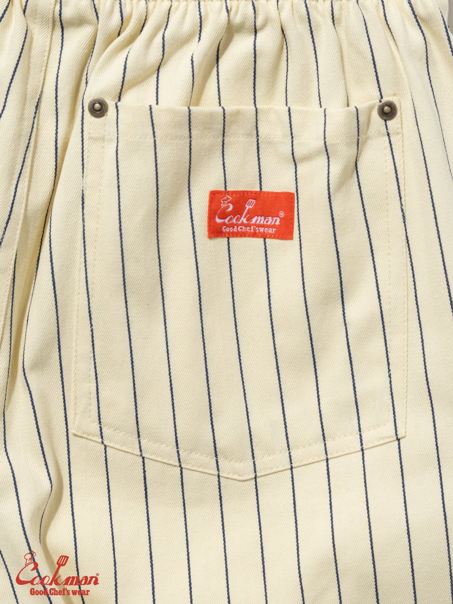 Chef Short Pants Front Pocket Herringbone - Stripe : Cream
