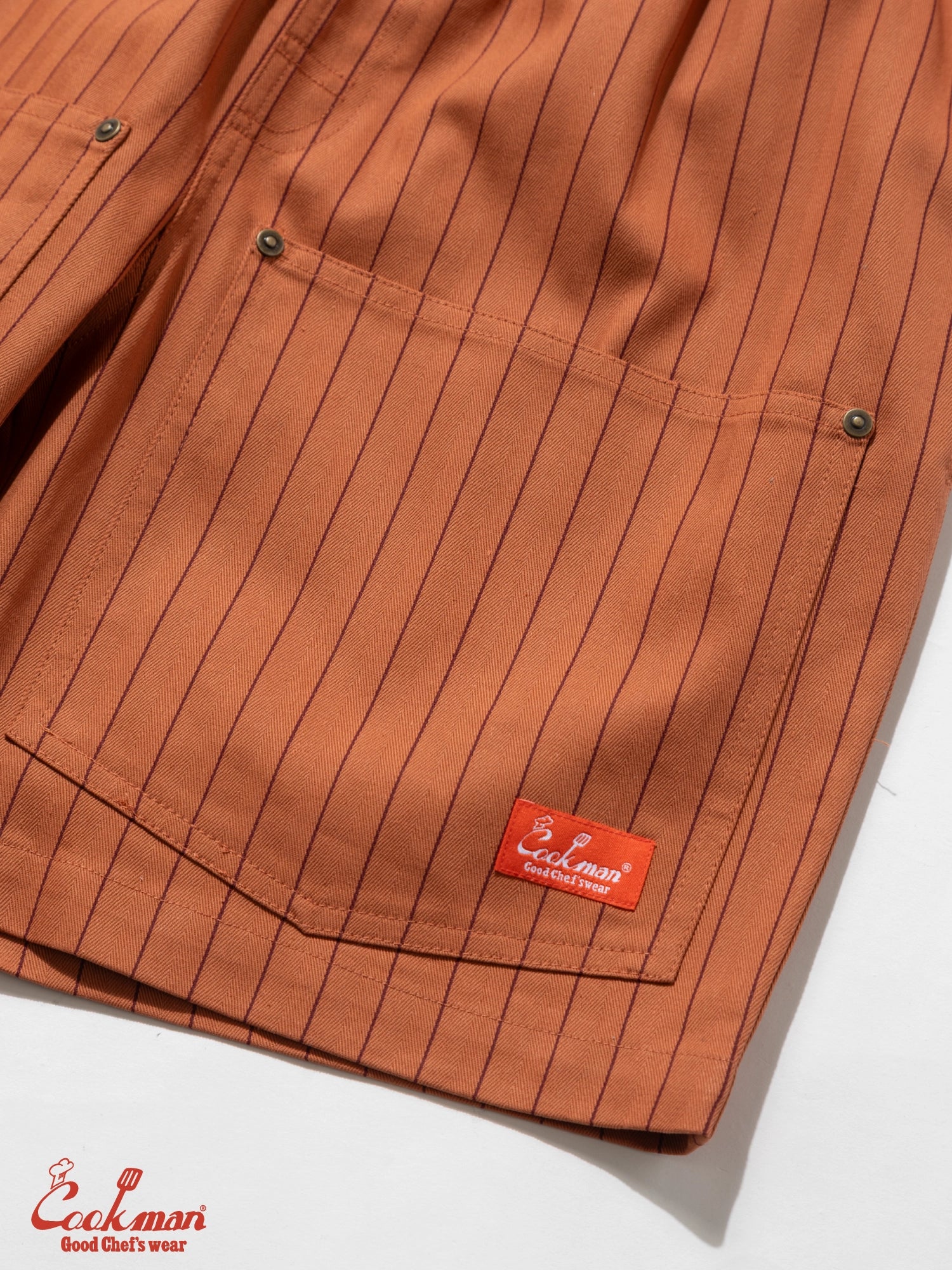 Chef Short Pants Front Pocket Herringbone - Stripe : Brick