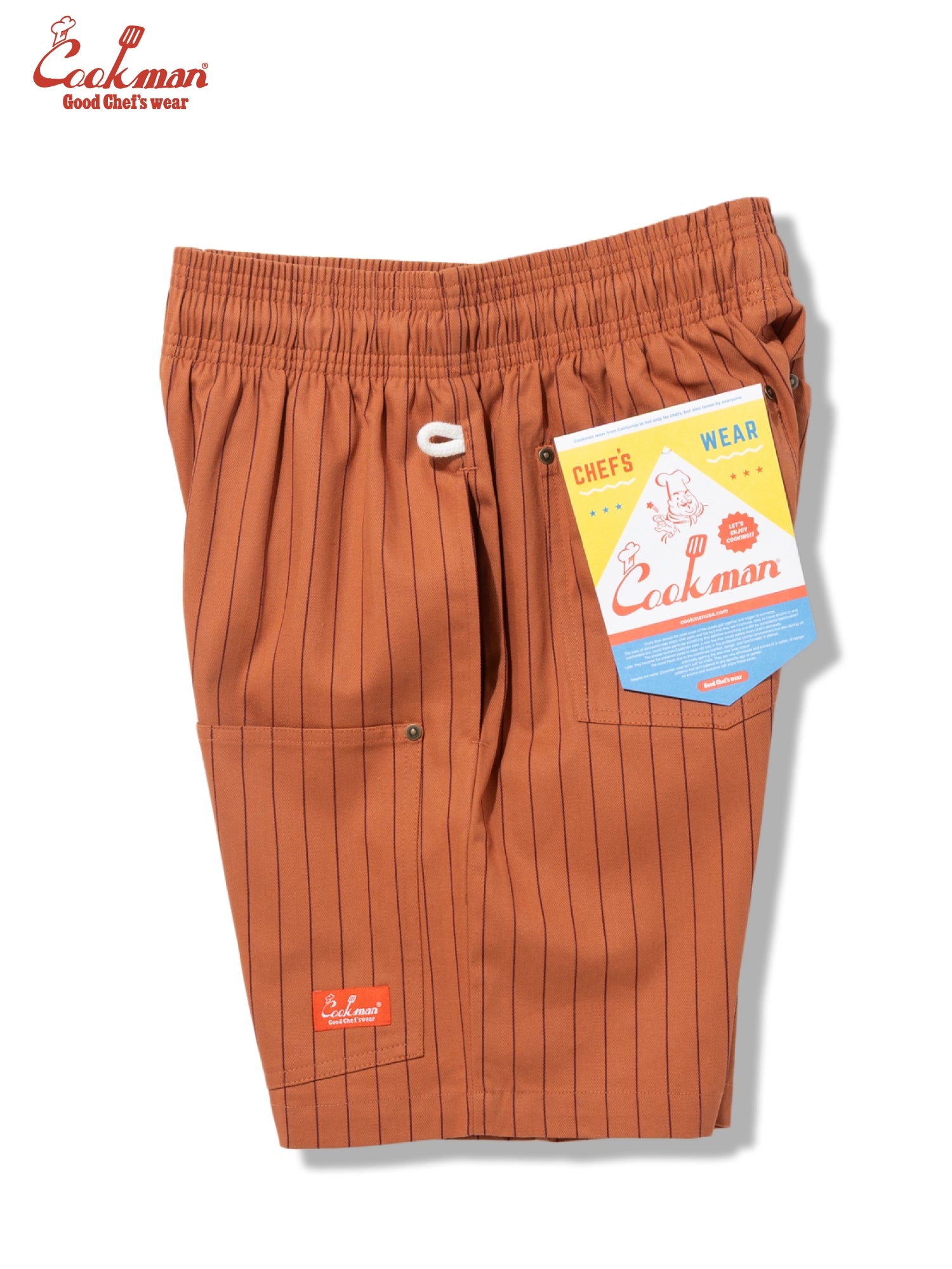 Chef Short Pants Front Pocket Herringbone - Stripe : Brick
