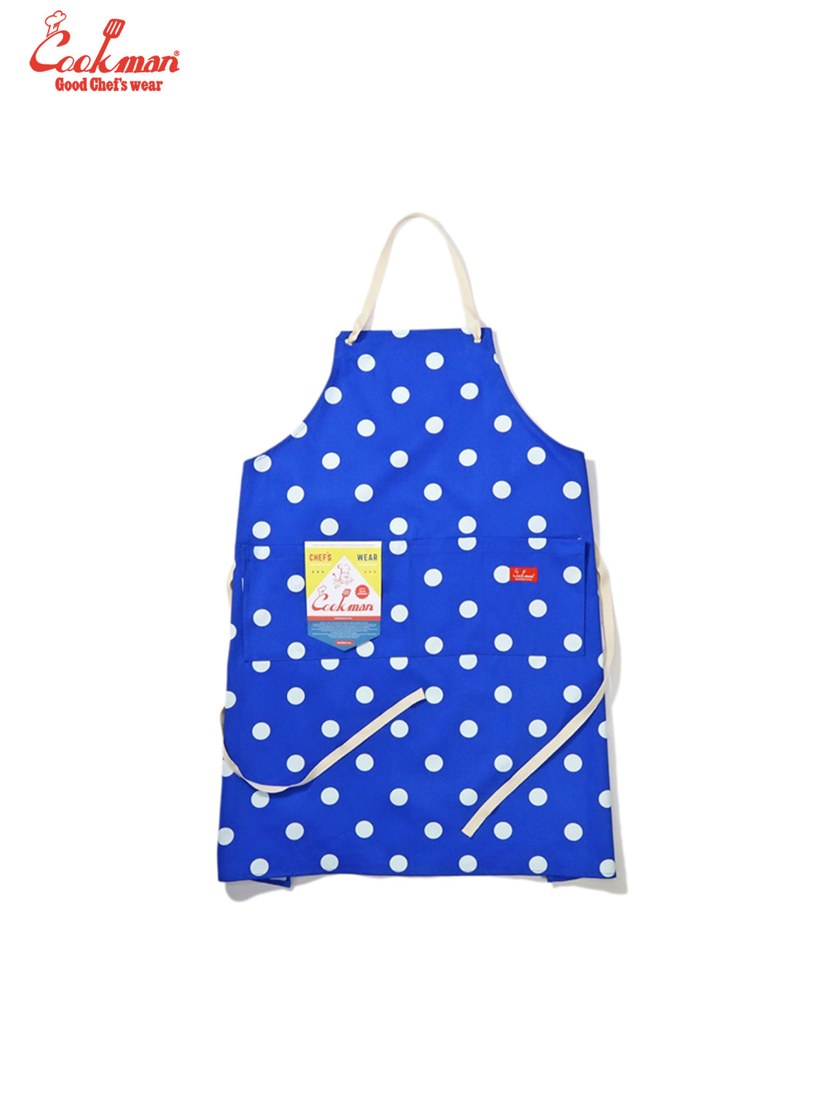 Wide Pocket Apron - Dots : Blue