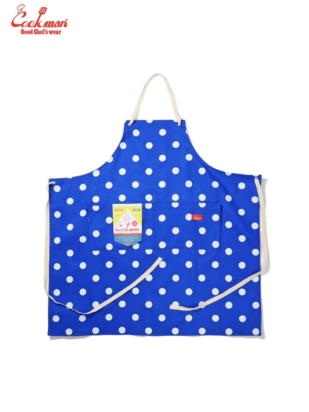 Wide Pocket Apron - Dots : Blue