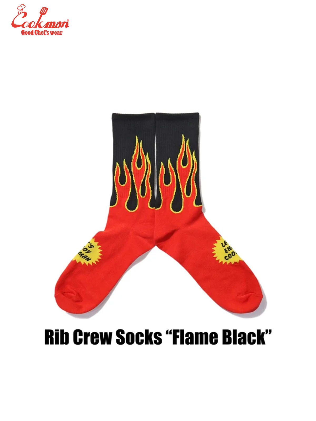 Rib Crew Socks - Flame : Black / Red