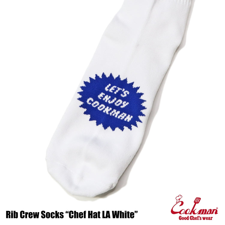 Cookman Rib Crew Socks - Chef Hat LA : White