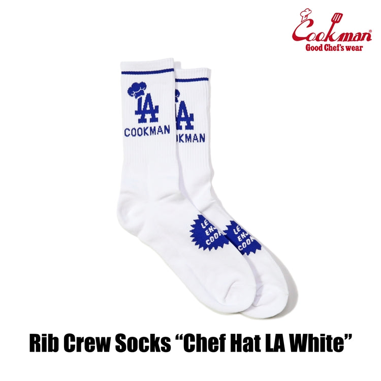 Cookman Rib Crew Socks - Chef Hat LA : White