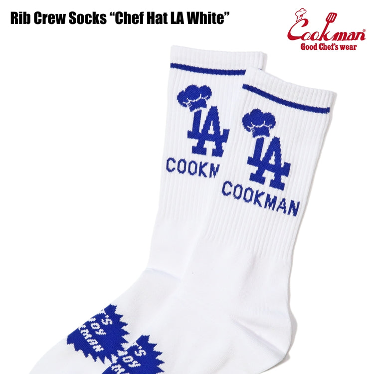 Cookman Rib Crew Socks - Chef Hat LA : White