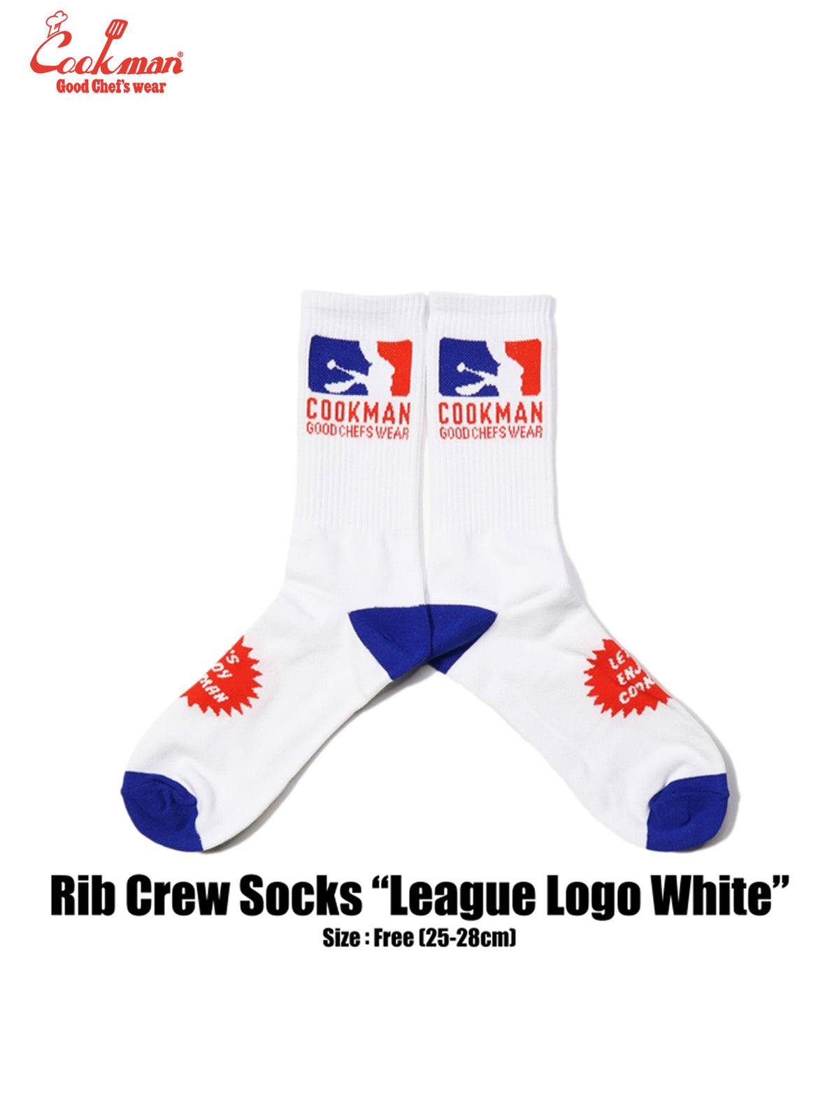 Rib Crew Socks - League Logo : White