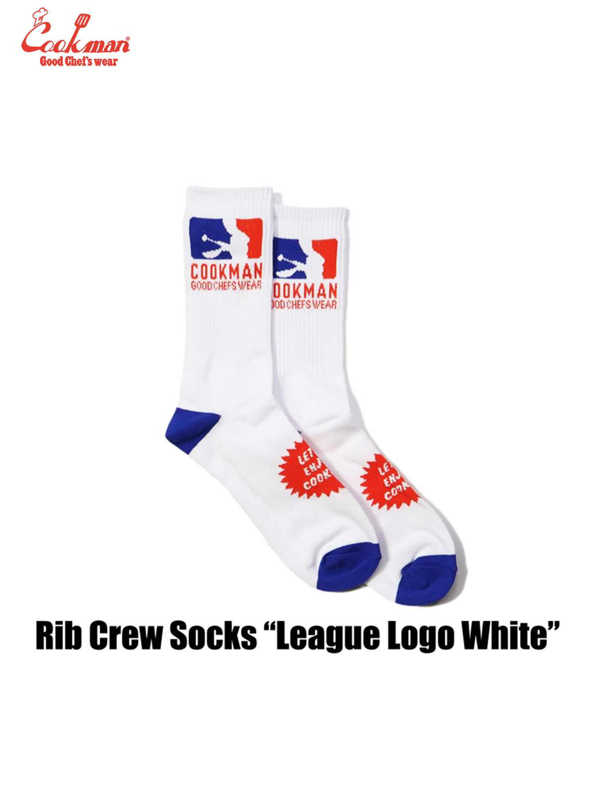 Rib Crew Socks - League Logo : White
