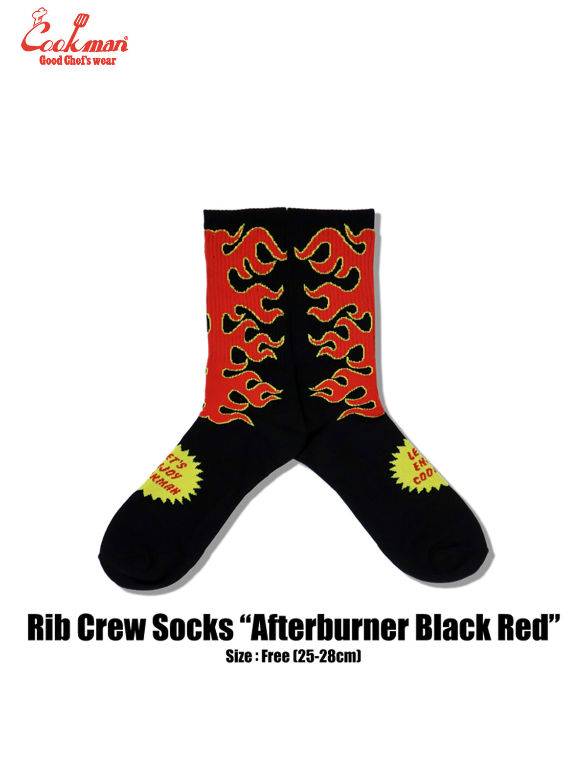 Rib Crew Socks - Afterburner : Black Red