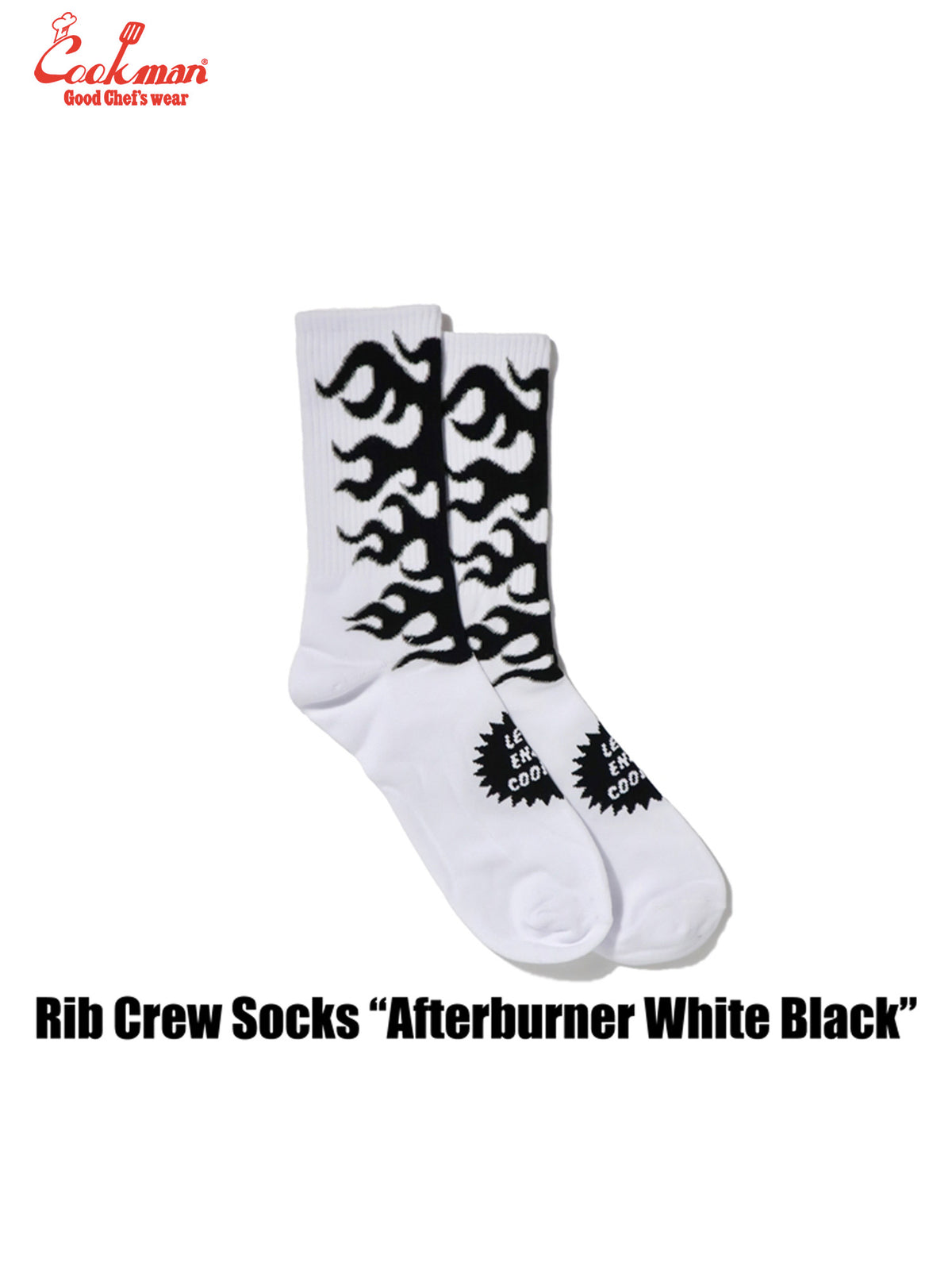 Rib Crew Socks - Afterburner : White Black