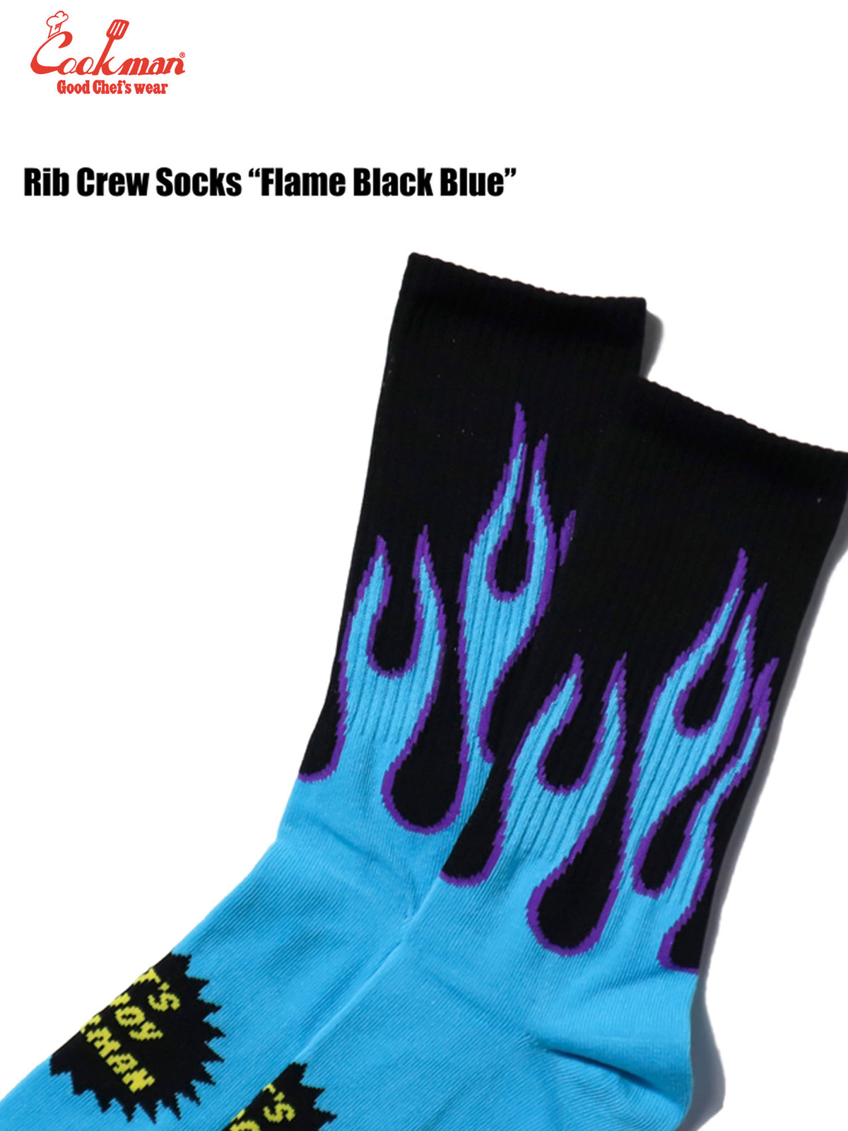 Rib Crew Socks - Flame : Black Blue