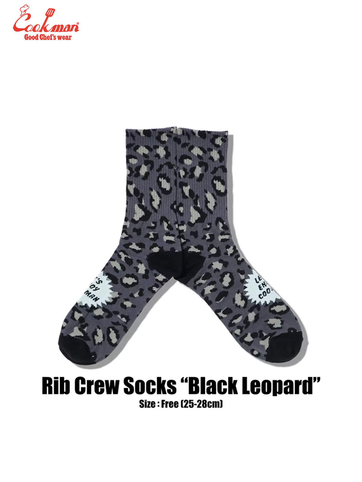 Rib Crew Socks - Black Leopard