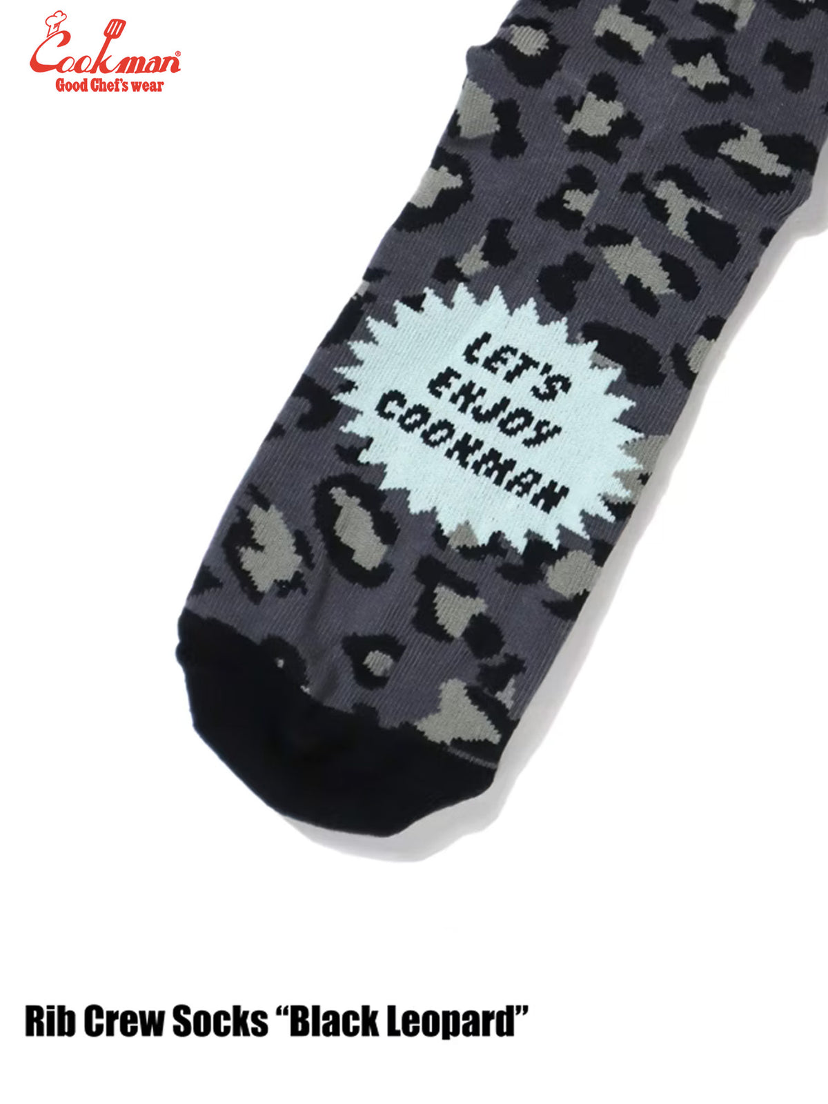 Rib Crew Socks - Black Leopard