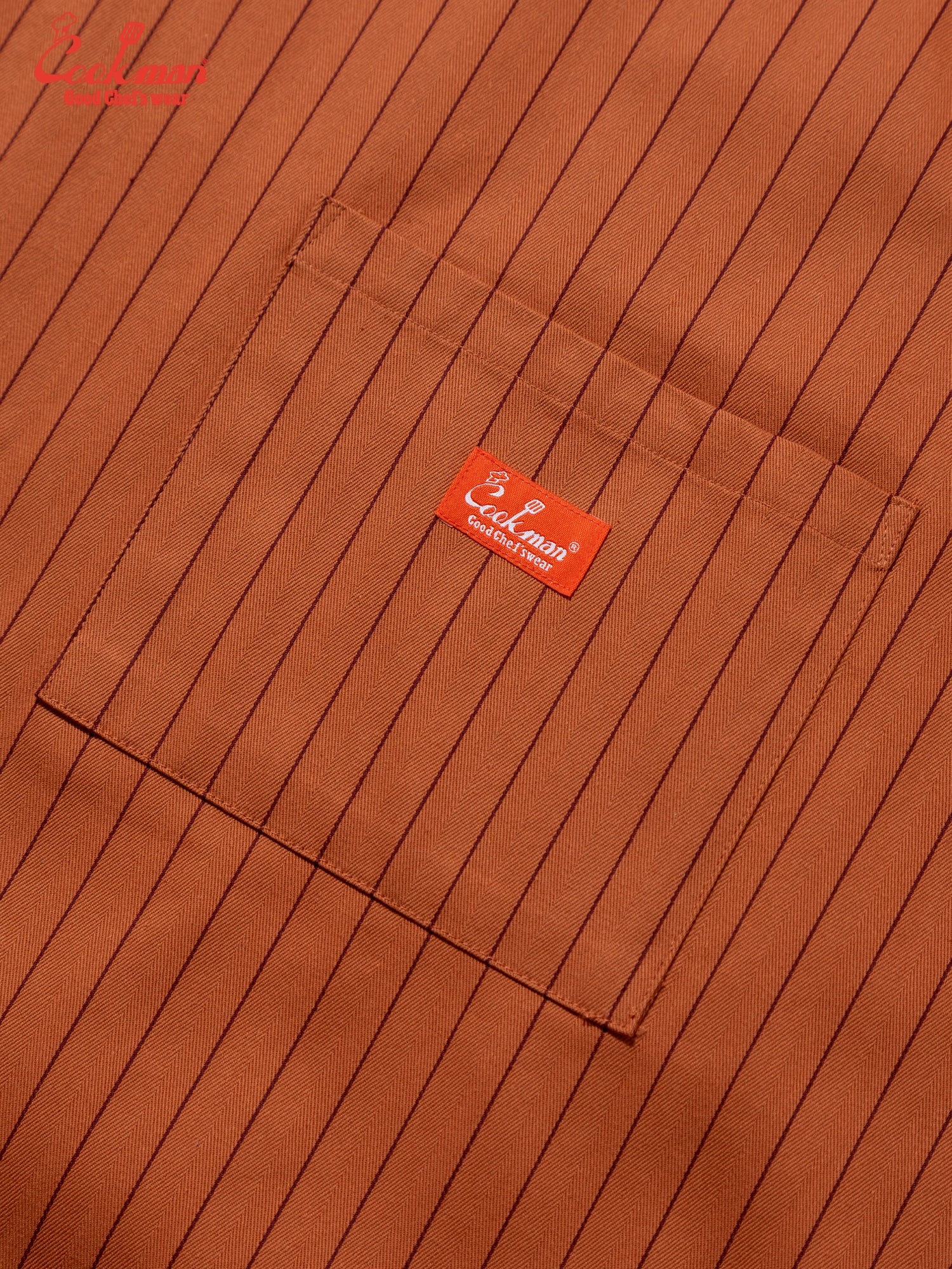 Long Apron - Herringbone Stripe : Brick