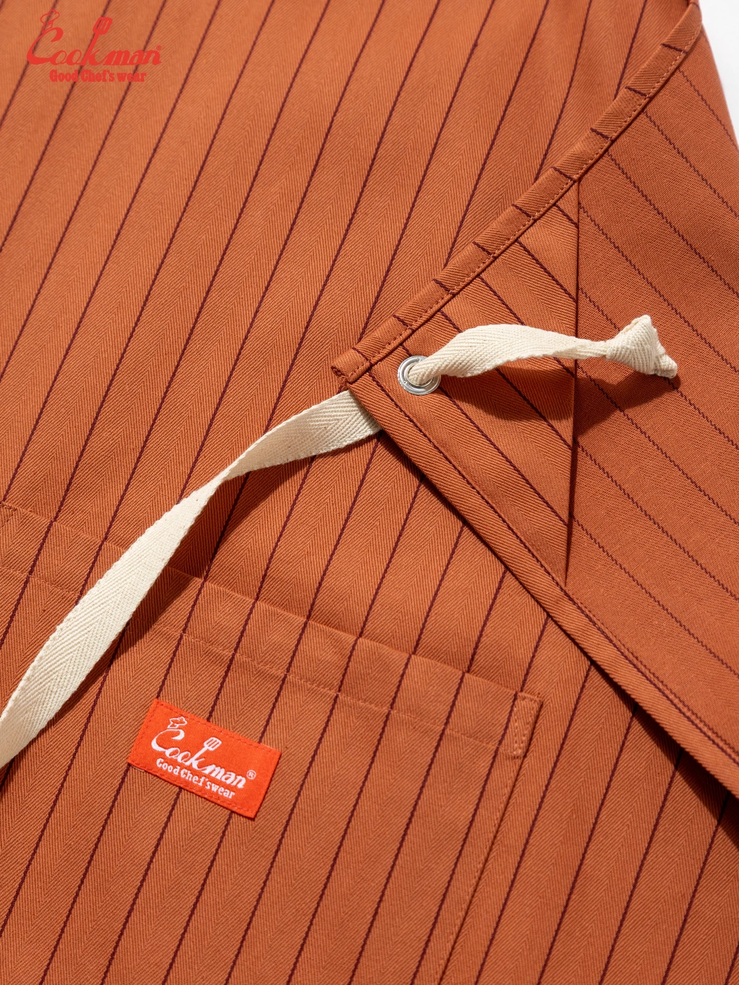 Long Apron - Herringbone Stripe : Brick