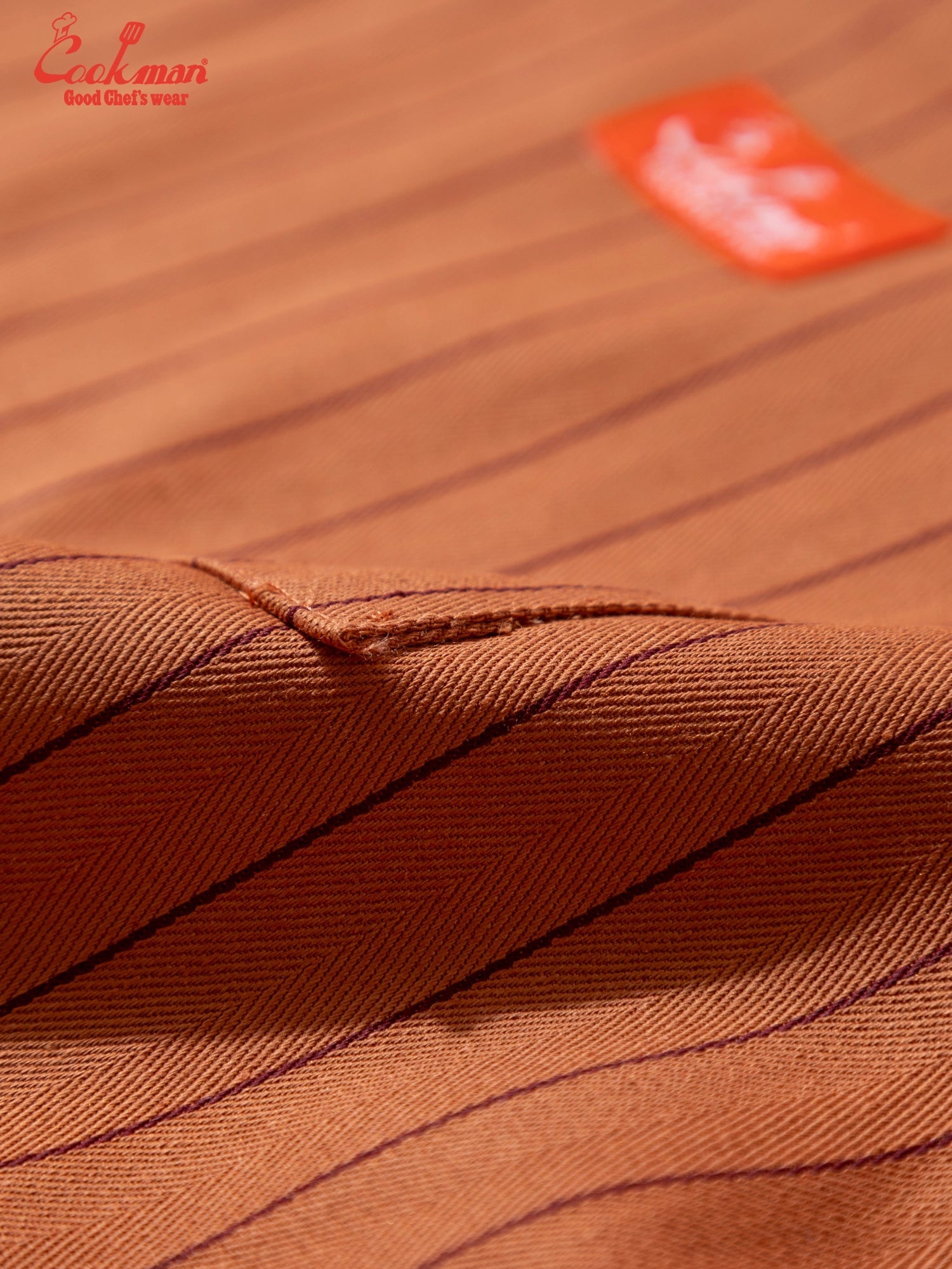 Long Apron - Herringbone Stripe : Brick