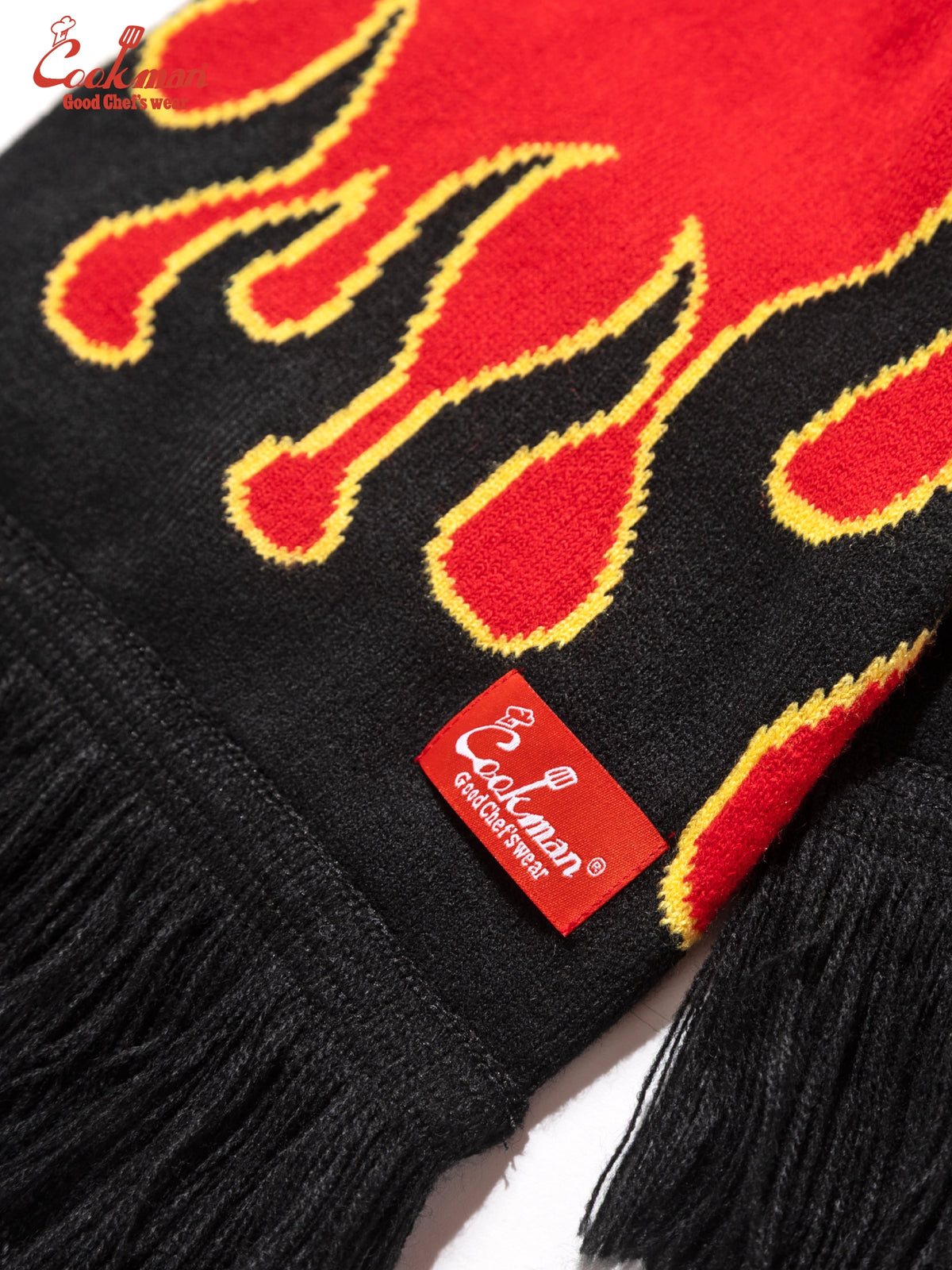 Knitted Scarf - Flame Black Red
