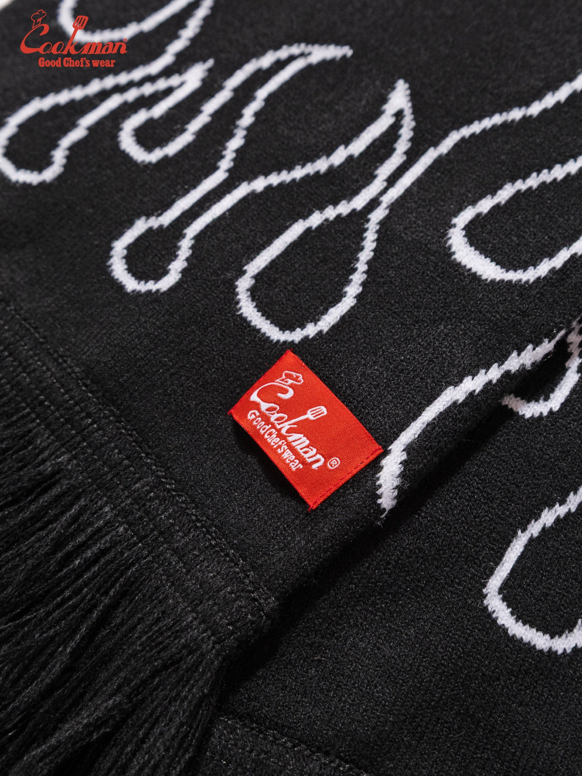 Knitted Scarf - Flame Black Black