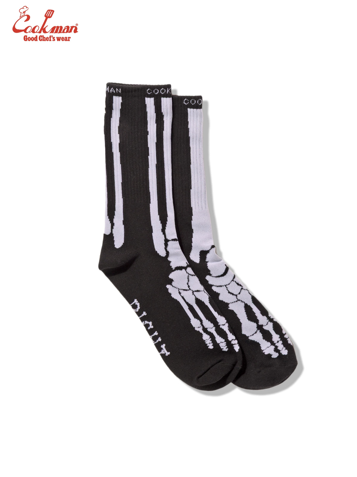 Rib Crew Socks - Bone Black