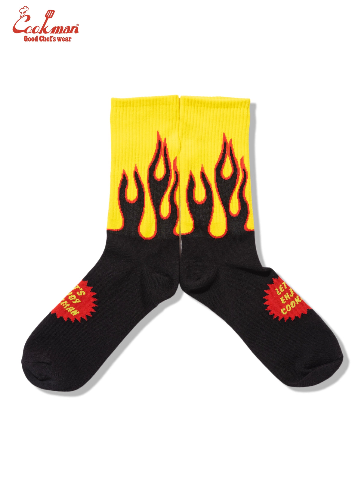 Rib Crew Socks - Flame Black Yellow