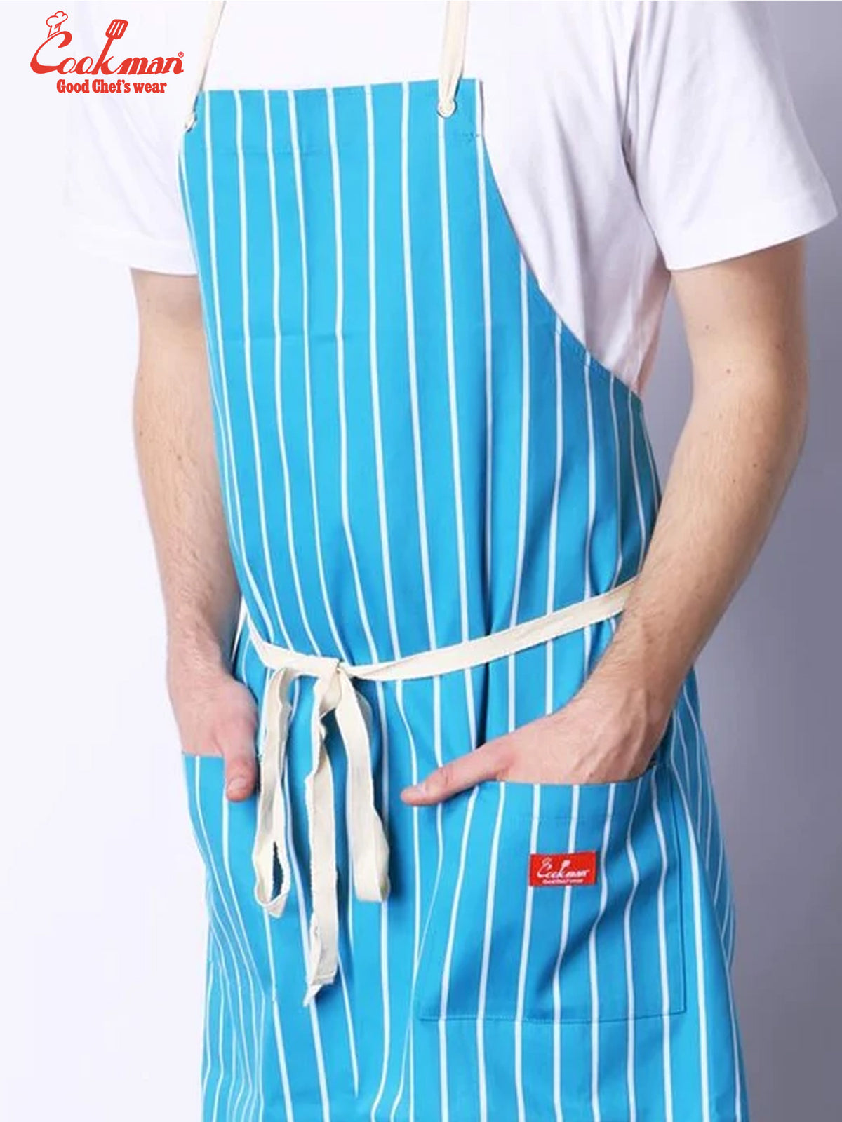 Long Apron - Stripe : Light Blue