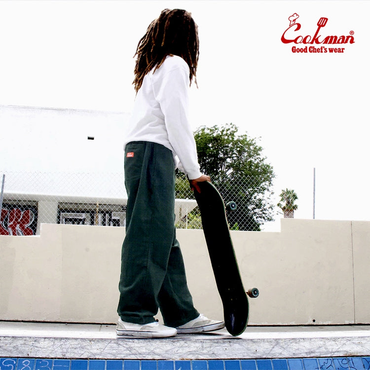 Cookman Chef Pants Semiwide- Corduroy : Dark Green