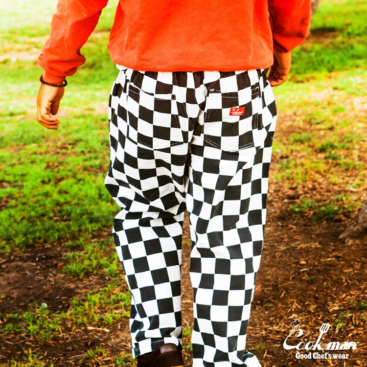 Cookman Chef Pants Semiwide - Washed Duck Canvas Checker : Black