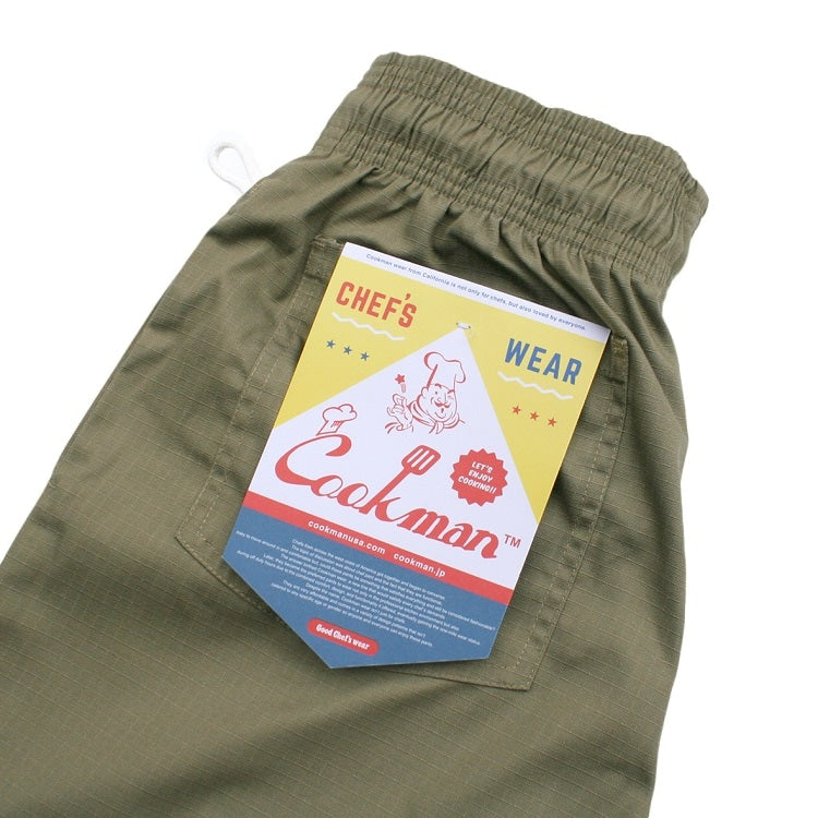 Cookman Chef Short Pants Front Pocket - Ripstop : Olive