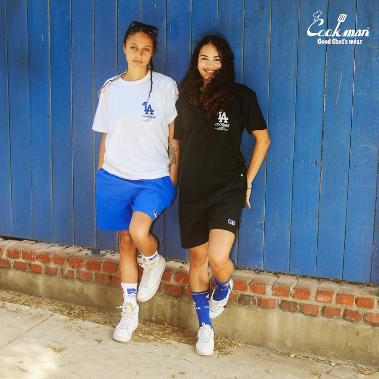 Cookman Rib Crew Socks - League Logo : White