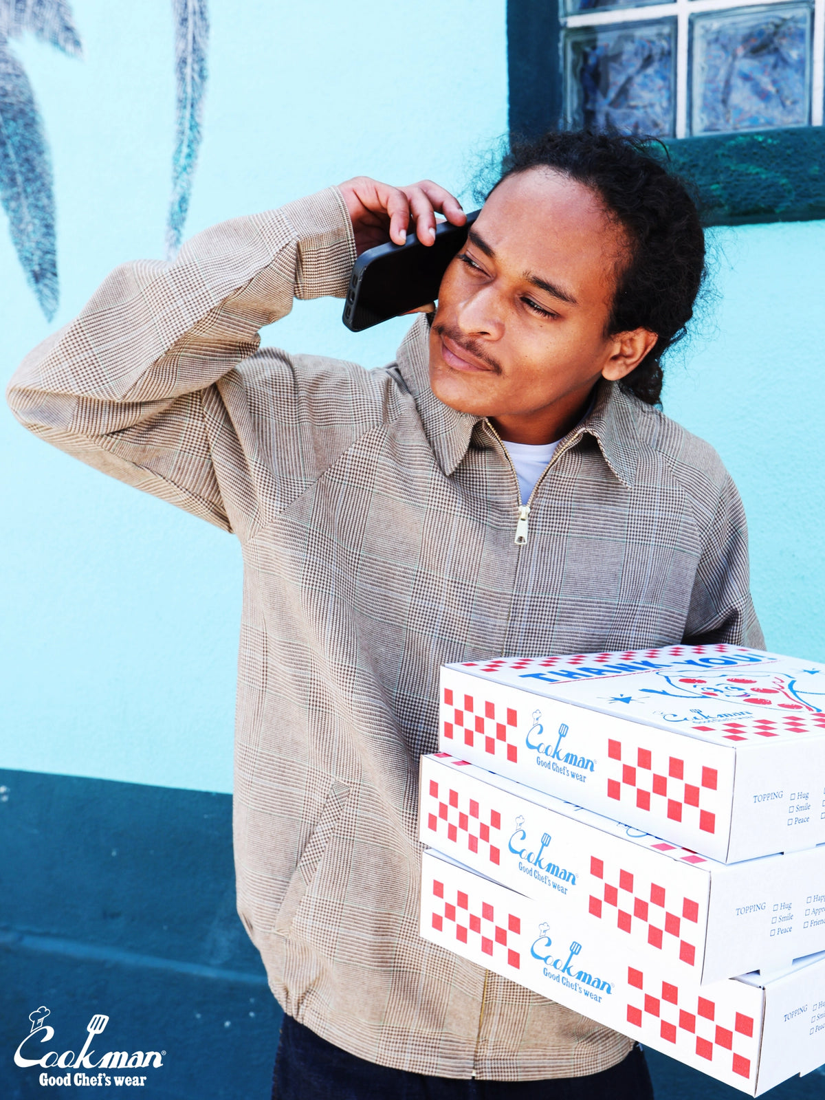 Delivery Jacket With Lining - Glen Check Brown
