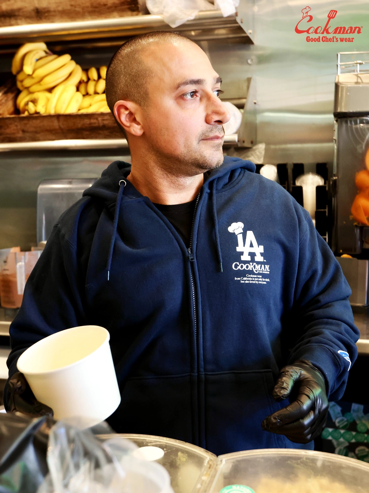 Zip-up Hoodie - Chef Hat LA : Navy