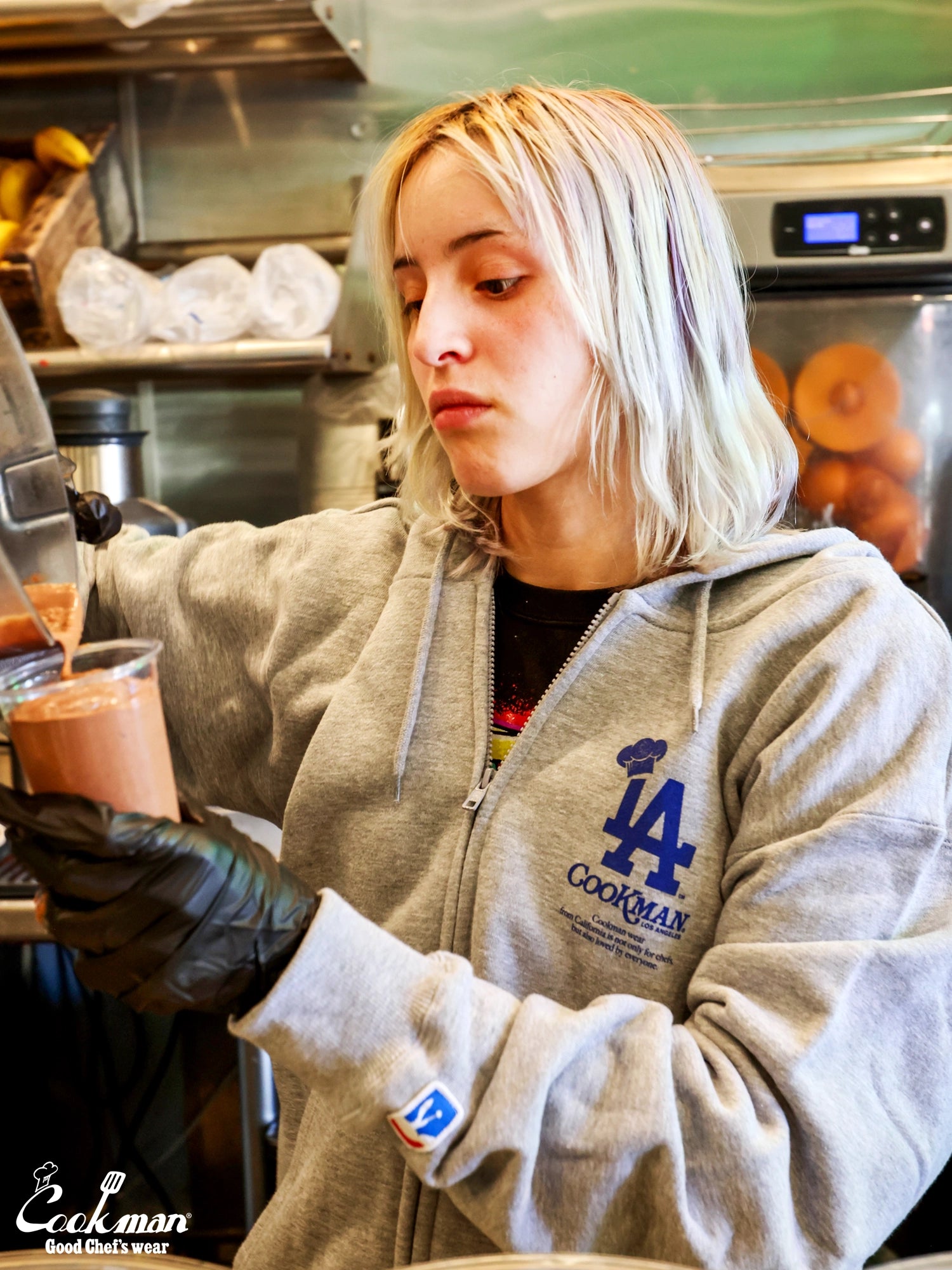 Zip-up Hoodie - Chef Hat LA : Heather Gray