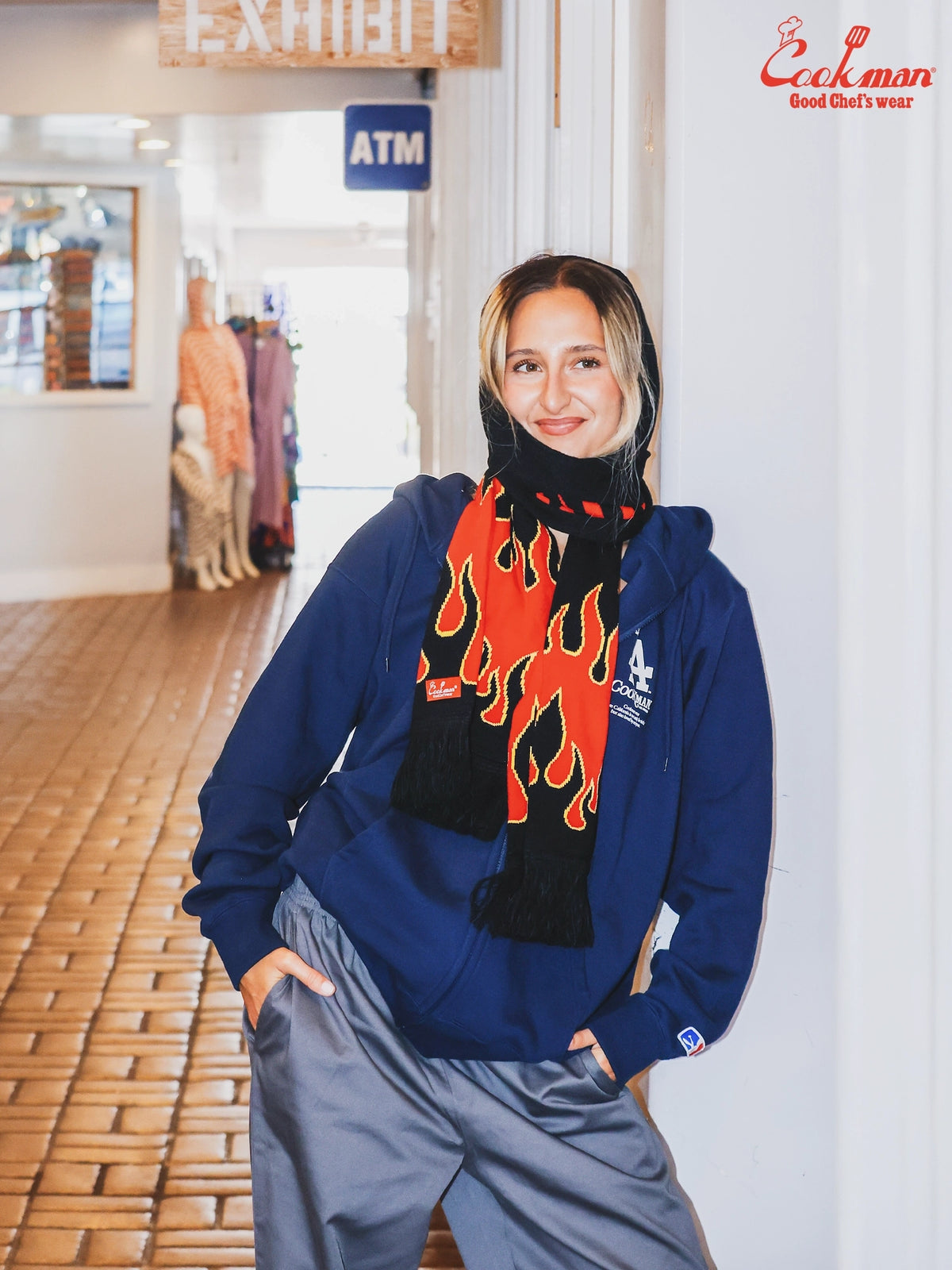 Knitted Scarf - Flame Black Red
