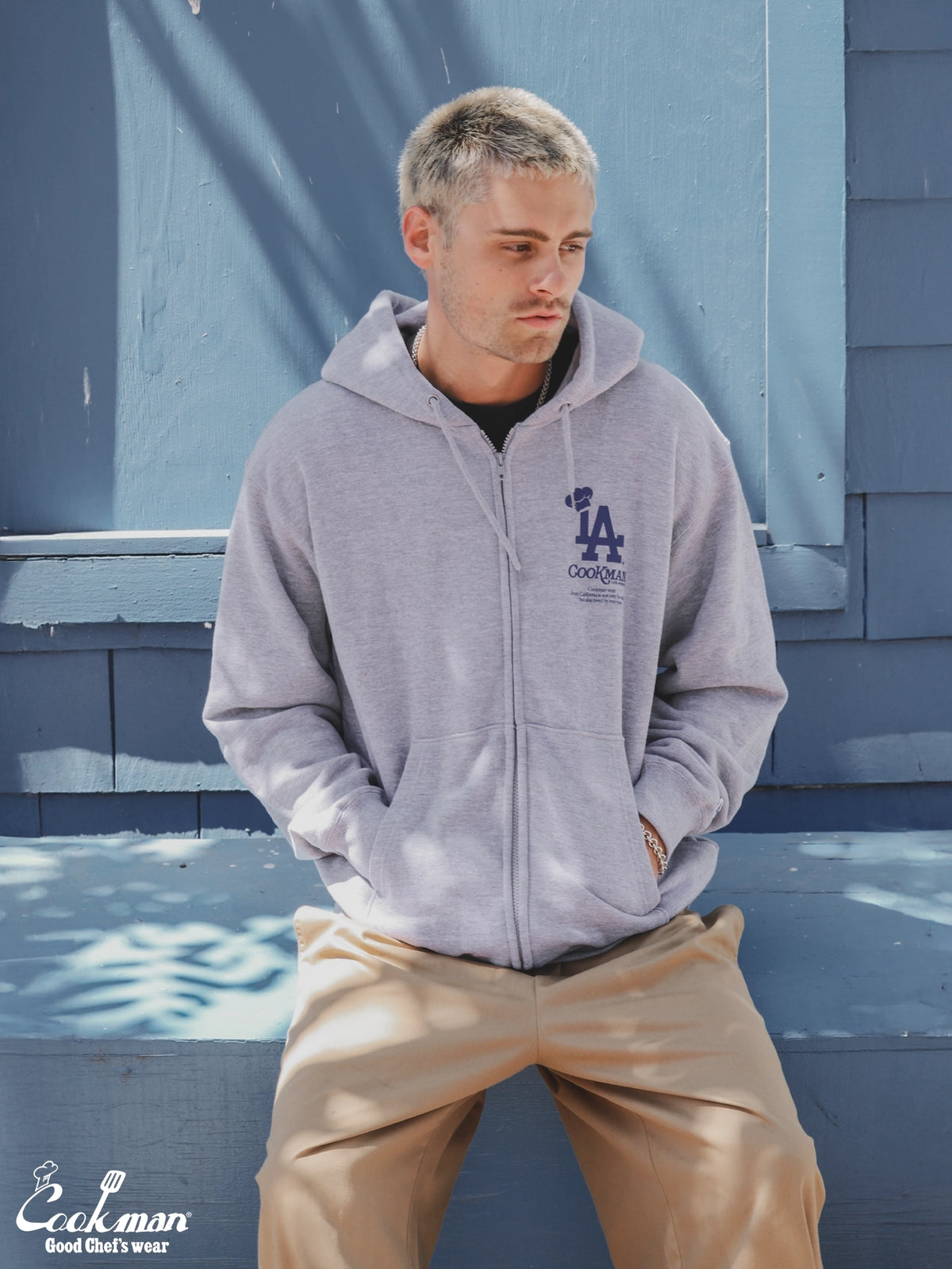 Zip-up Hoodie - Chef Hat LA : Heather Gray