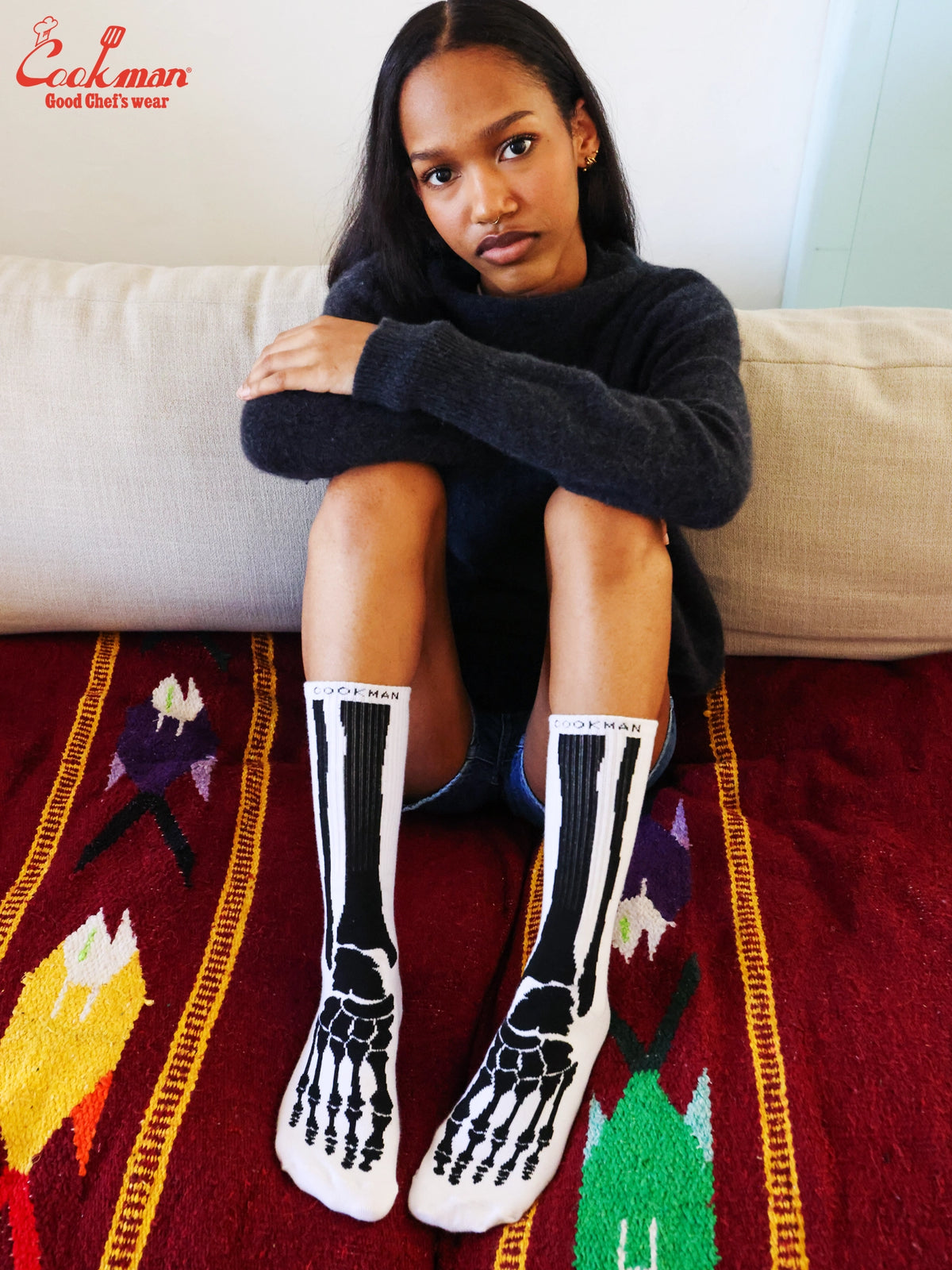 Rib Crew Socks - Bone White