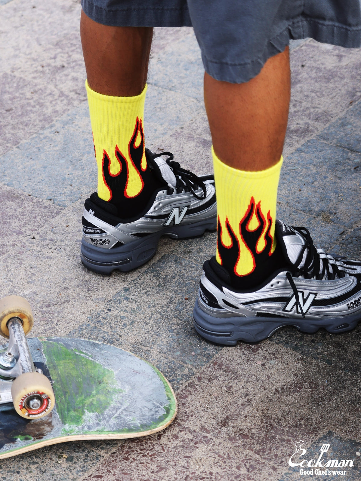 Rib Crew Socks - Flame Black Yellow