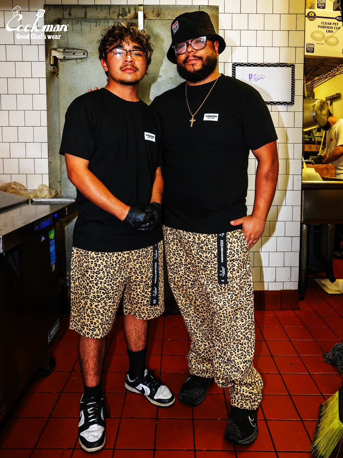 Chef Pants Short Black Belt - Vision Leopard : Beige