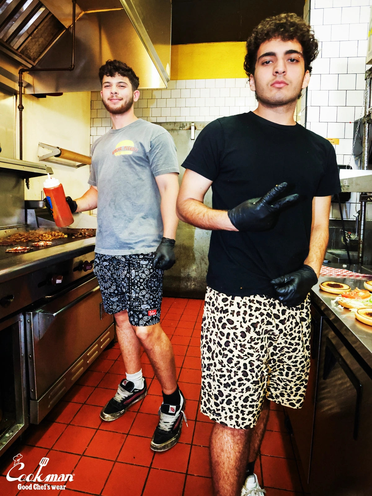 Chef Short Pants Light - Paisley : Black